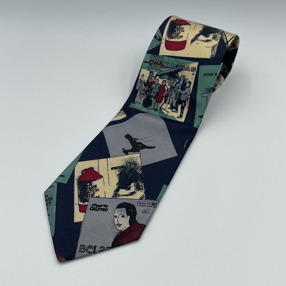 Pierre Balmin Paris Jazz Music Print Vintage Neck Tie 100% Italian Silk Novelty